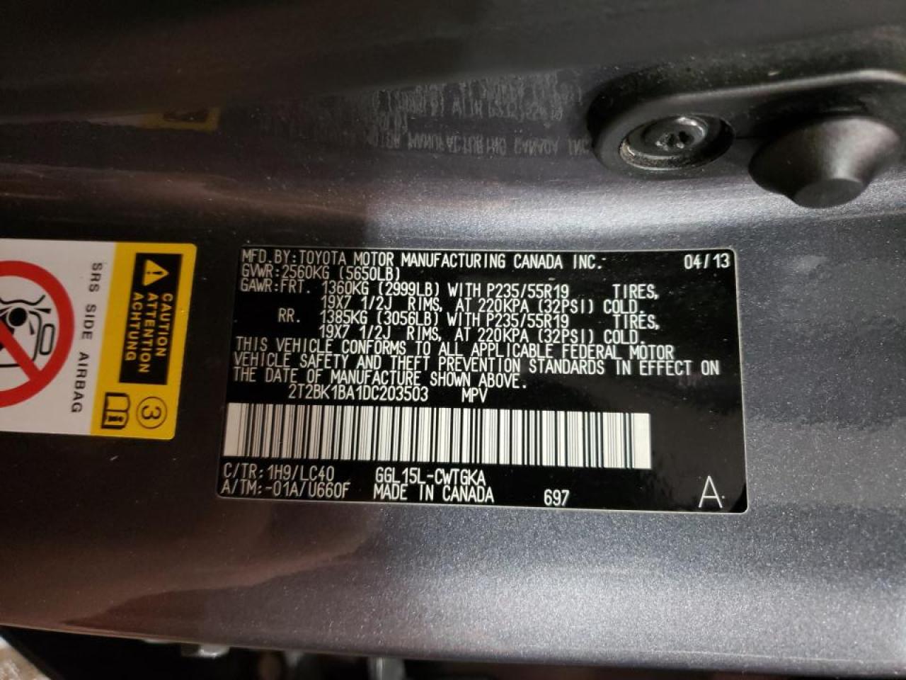 Photo 10 from auction – 2013 LEXUS RX 350 BAS with VIN 2T2BK1BA1DC203503