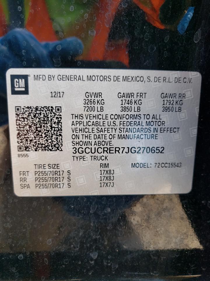 Photo 10 from auction – 2018 CHEVROLET SILVERADO with VIN 3GCUCRER7JG270652
