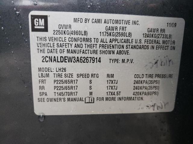 Photo 10 from auction – 2010 CHEVROLET EQUINOX LT with VIN 2CNALDEW3A6267914