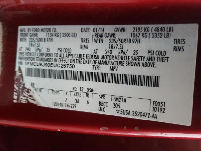 Photo 10 from auction – 2014 FORD ESCAPE TIT with VIN 1FMCU9J90EUC26750