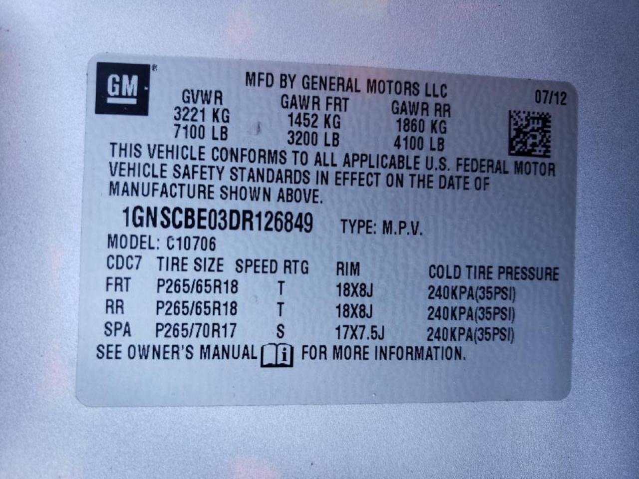 Photo 10 from auction – 2013 CHEVROLET TAHOE C150 with VIN 1GNSCBE03DR126849