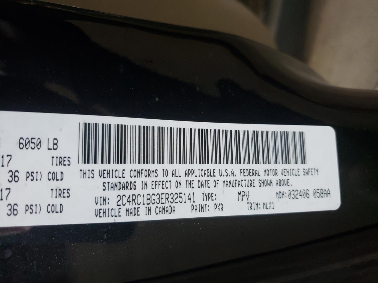 Photo 10 from auction – 2014 CHRYSLER TOWN & COU with VIN 2C4RC1BG3ER325141