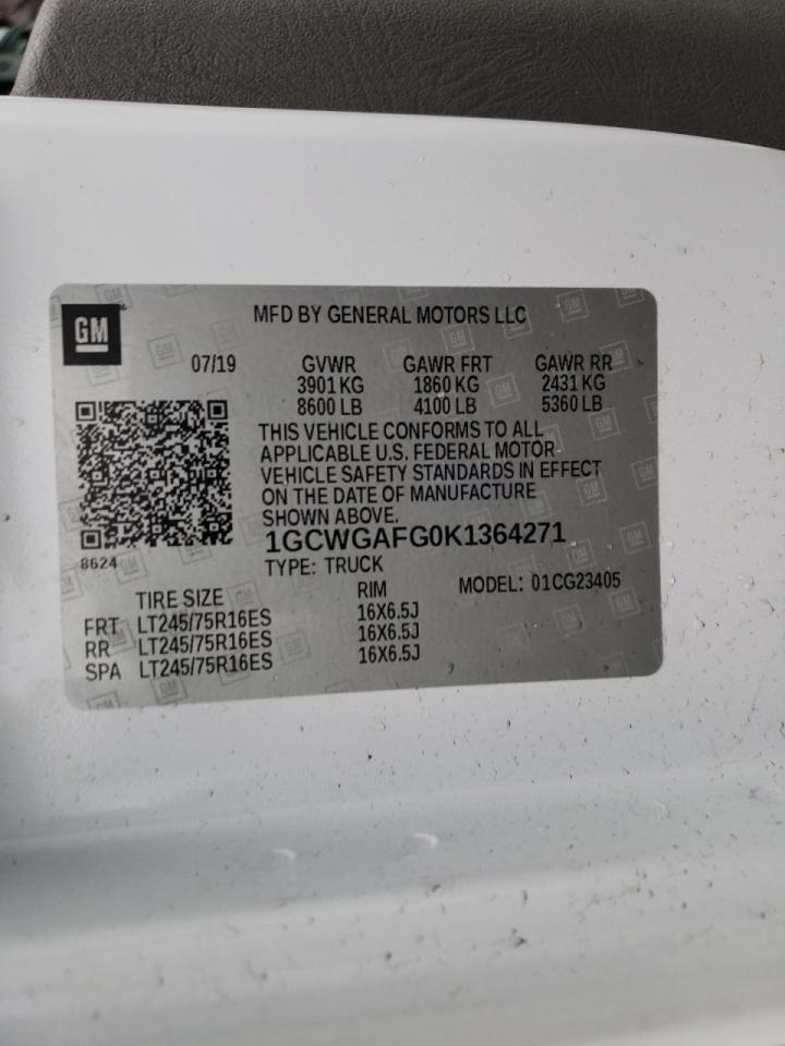 Photo 10 from auction – 2019 CHEVROLET EXPRESS G2 with VIN 1GCWGAFG0K1364271