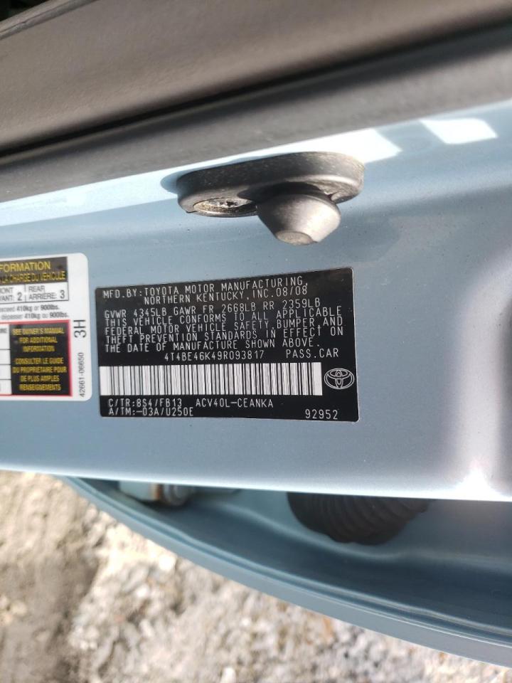 Photo 10 from auction – 2009 TOYOTA CAMRY BASE with VIN 4T4BE46K49R093817