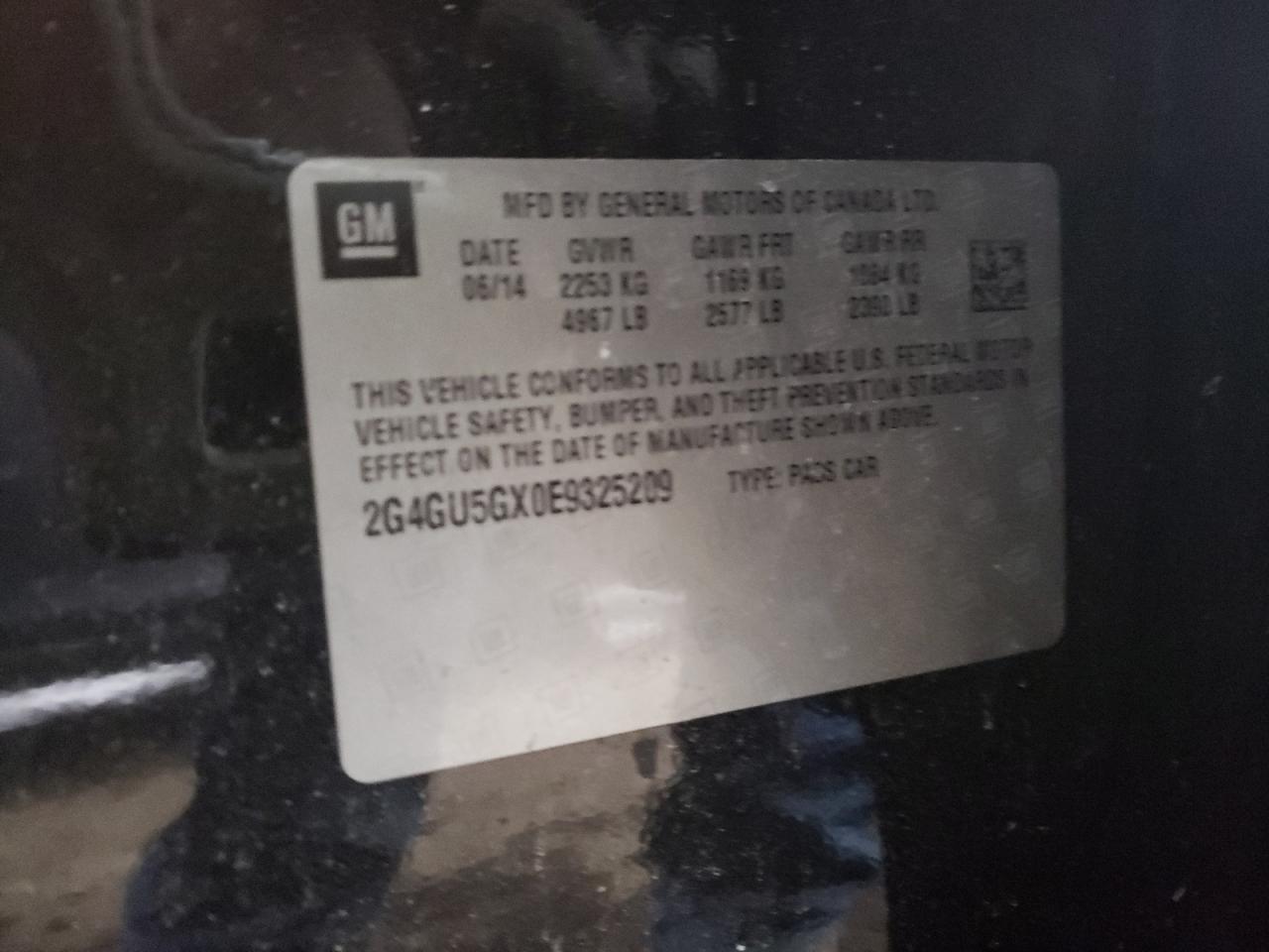 Photo 10 from auction – 2014 BUICK REGAL GS with VIN 2G4GU5GX0E9325209