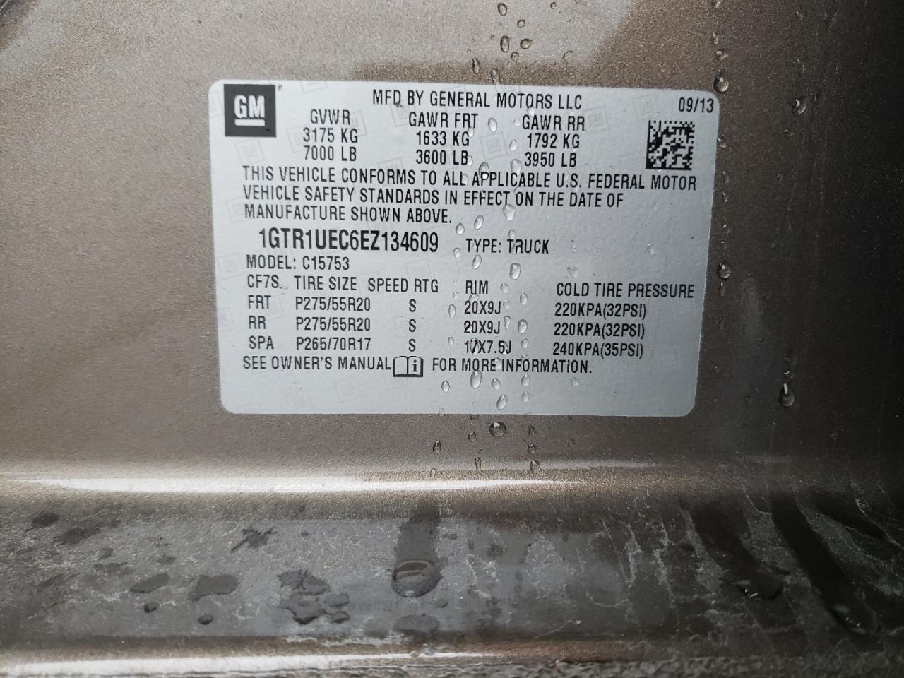 Photo 10 from auction – 2014 GMC SIERRA C15 with VIN 1GTR1UEC6EZ134609