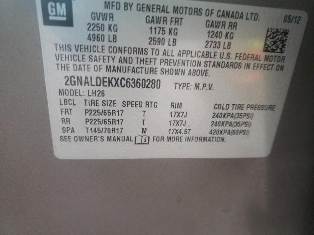 Photo 10 from auction – 2012 CHEVROLET EQUINOX LT with VIN 2GNALDEKXC6360280