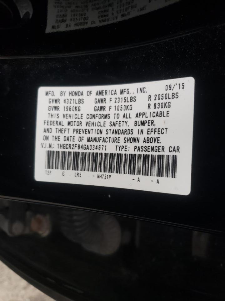 Photo 10 from auction – 2016 HONDA ACCORD EXL with VIN 1HGCR2F84GA034671