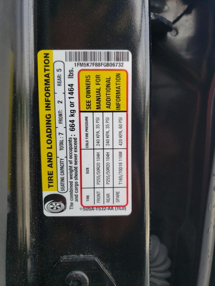 Photo 10 from auction – 2015 FORD EXPLORER L with VIN 1FM5K7F88FGB06732