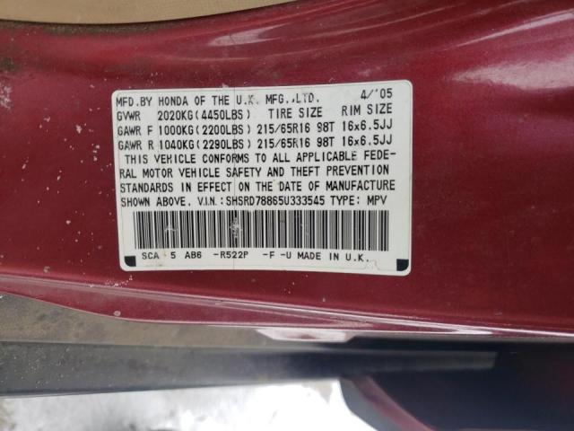 Photo 10 from auction – 2005 HONDA CR-V EX with VIN SHSRD78865U333545