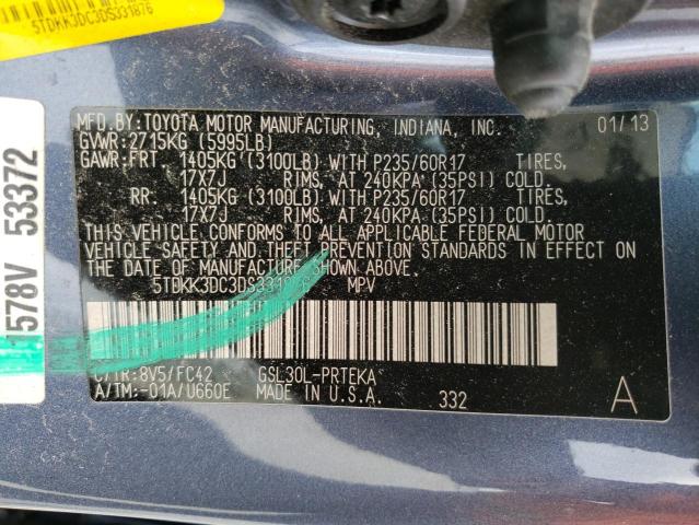 Photo 10 from auction – 2013 TOYOTA SIENNA LE with VIN 5TDKK3DC3DS331876