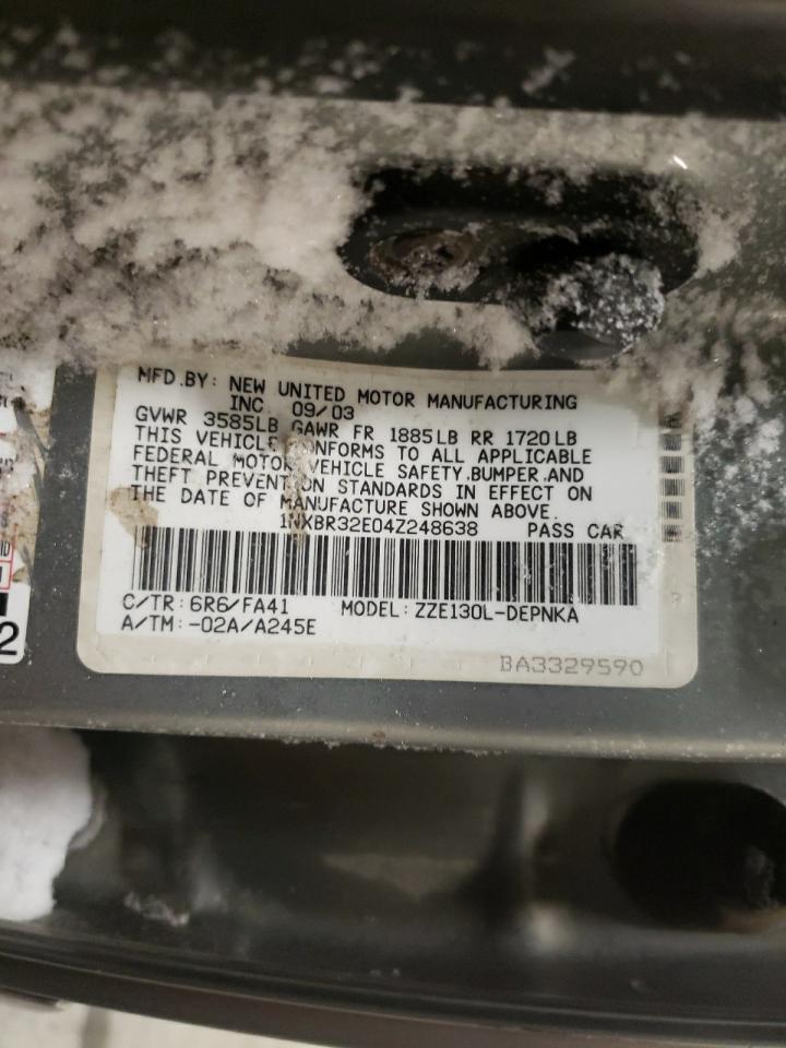 Photo 10 from auction – 2004 TOYOTA COROLLA with VIN 1NXBR32E04Z248638