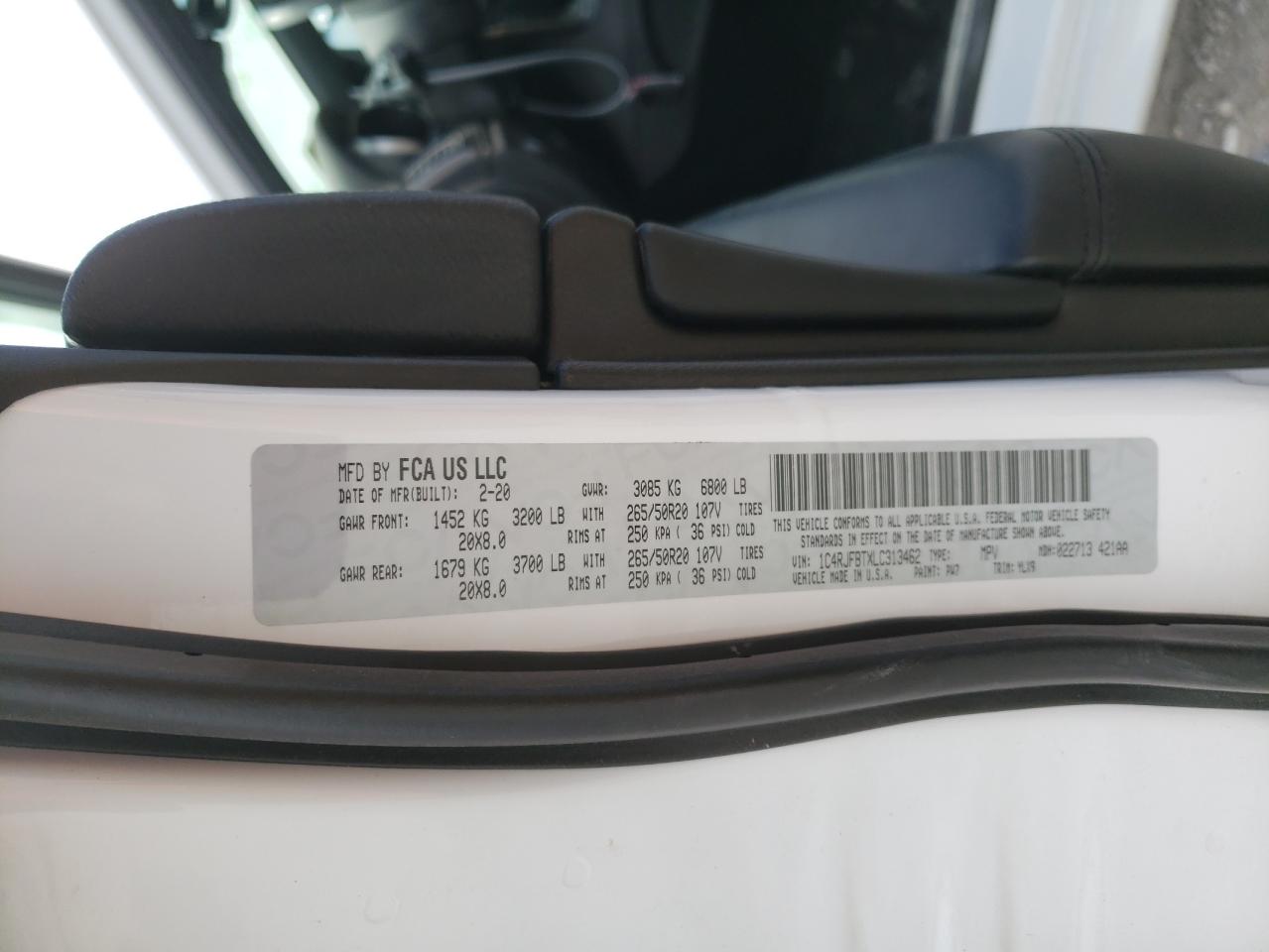 Photo 10 from auction – 2020 JEEP GRAND CHER with VIN 1C4RJFBTXLC313462