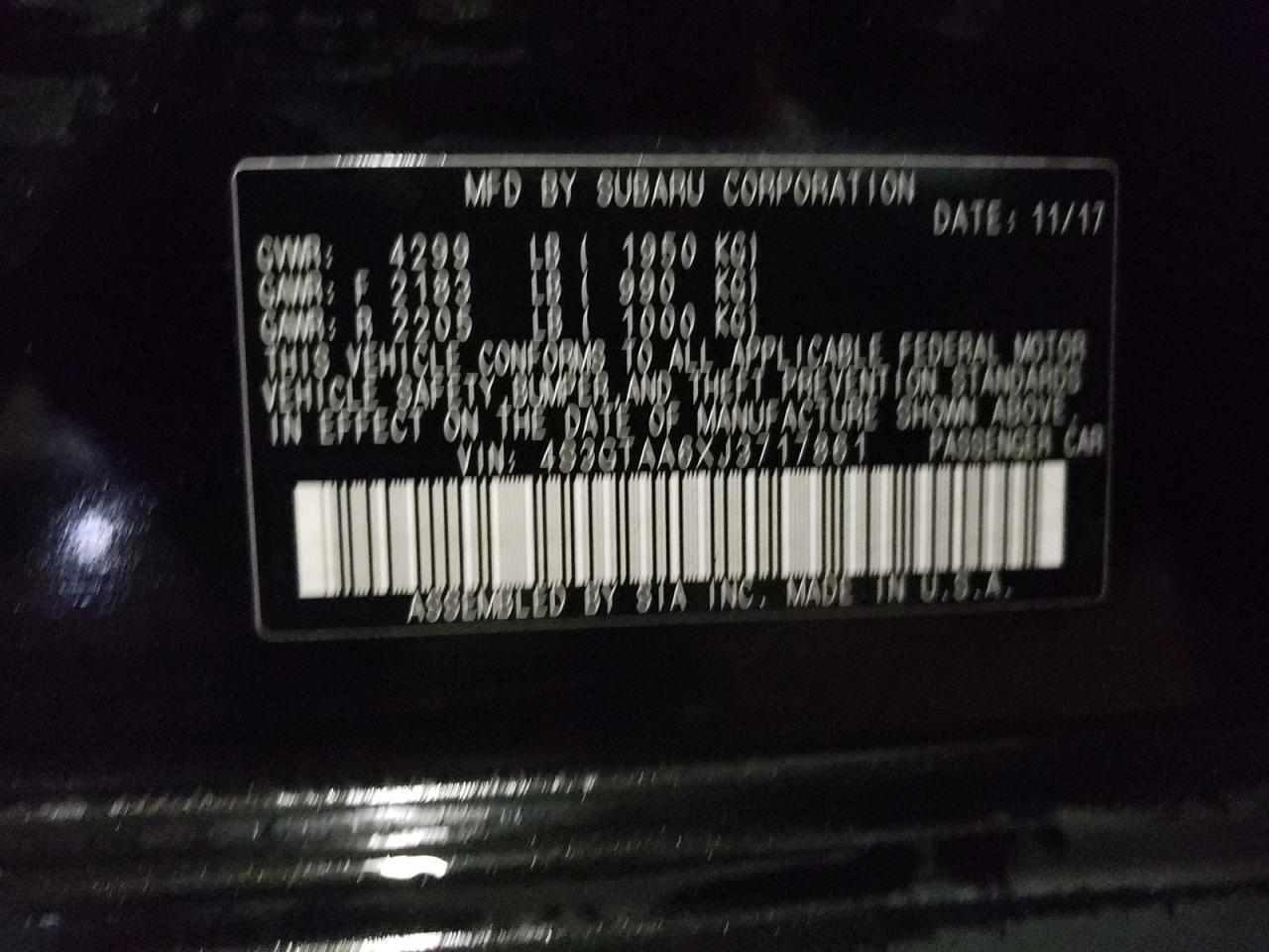 Photo 10 from auction – 2018 SUBARU IMPREZA with VIN 4S3GTAA6XJ3717861