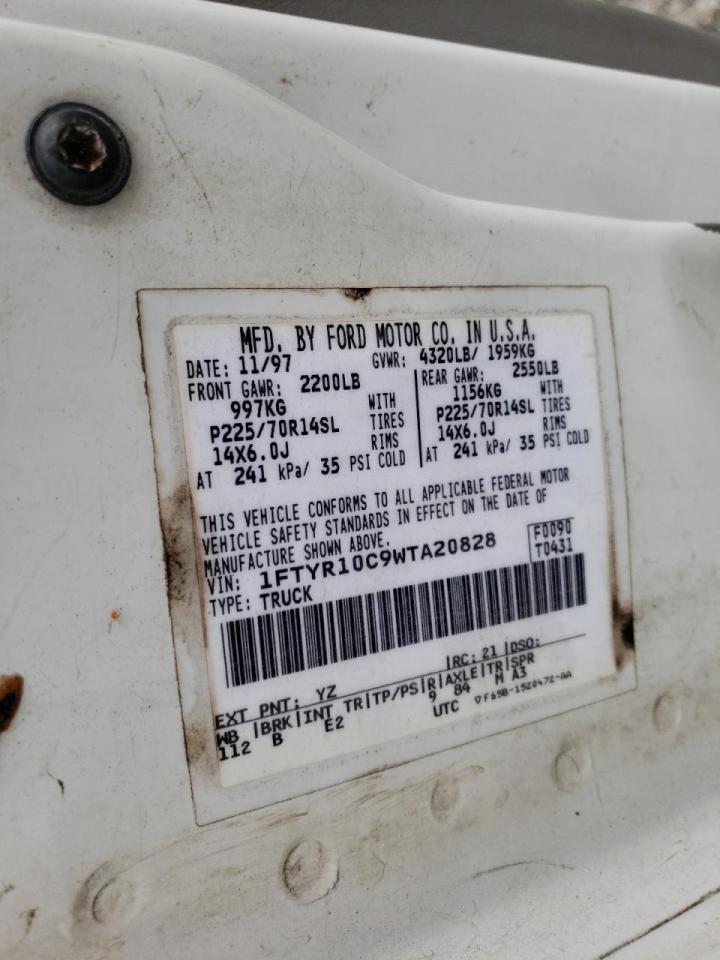 Photo 10 from auction – 1998 FORD RANGER with VIN 1FTYR10C9WTA20828
