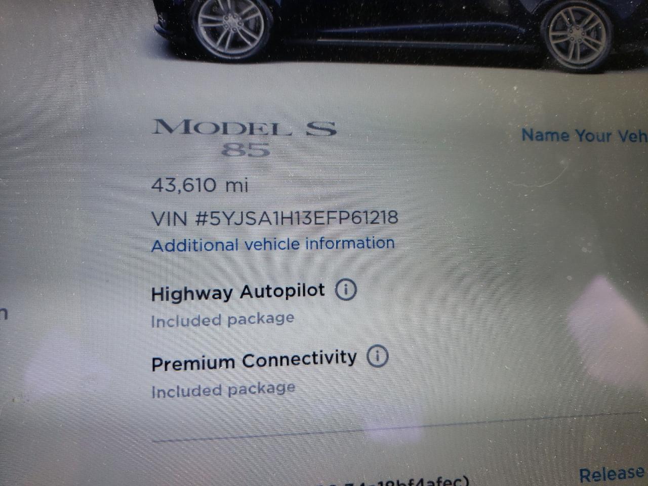 Photo 8 from auction – 2014 TESLA MODEL S with VIN 5YJSA1H13EFP61218