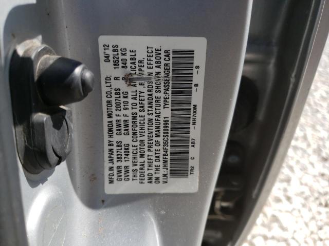 Photo 10 from auction – 2012 HONDA CIVIC HYBR with VIN JHMFB4F35CS009961
