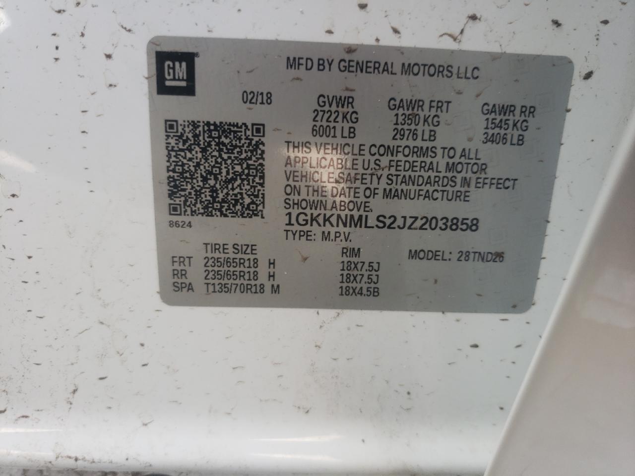 Photo 10 from auction – 2018 GMC ACADIA SLT with VIN 1GKKNMLS2JZ203858