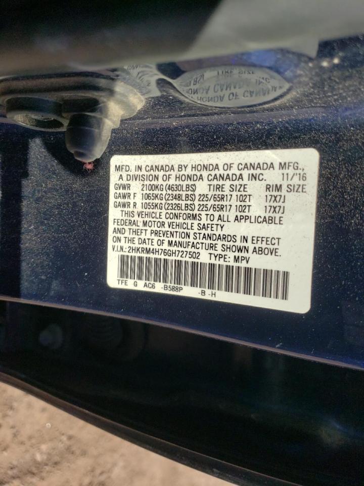 Photo 10 from auction – 2016 HONDA CR-V EXL with VIN 2HKRM4H76GH727502