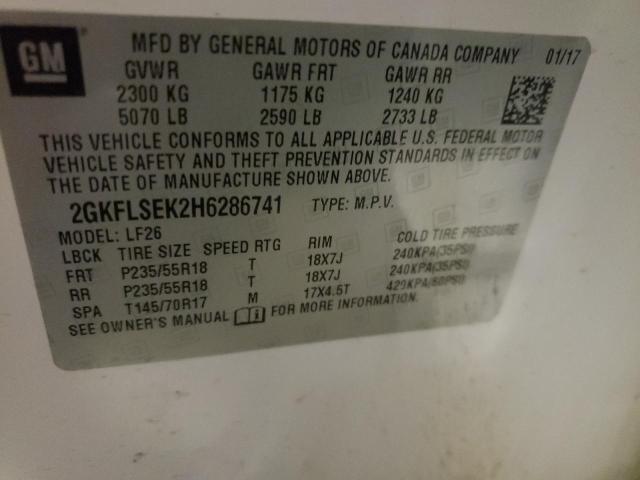 Photo 10 from auction – 2017 GMC TERRAIN SL with VIN 2GKFLSEK2H6286741