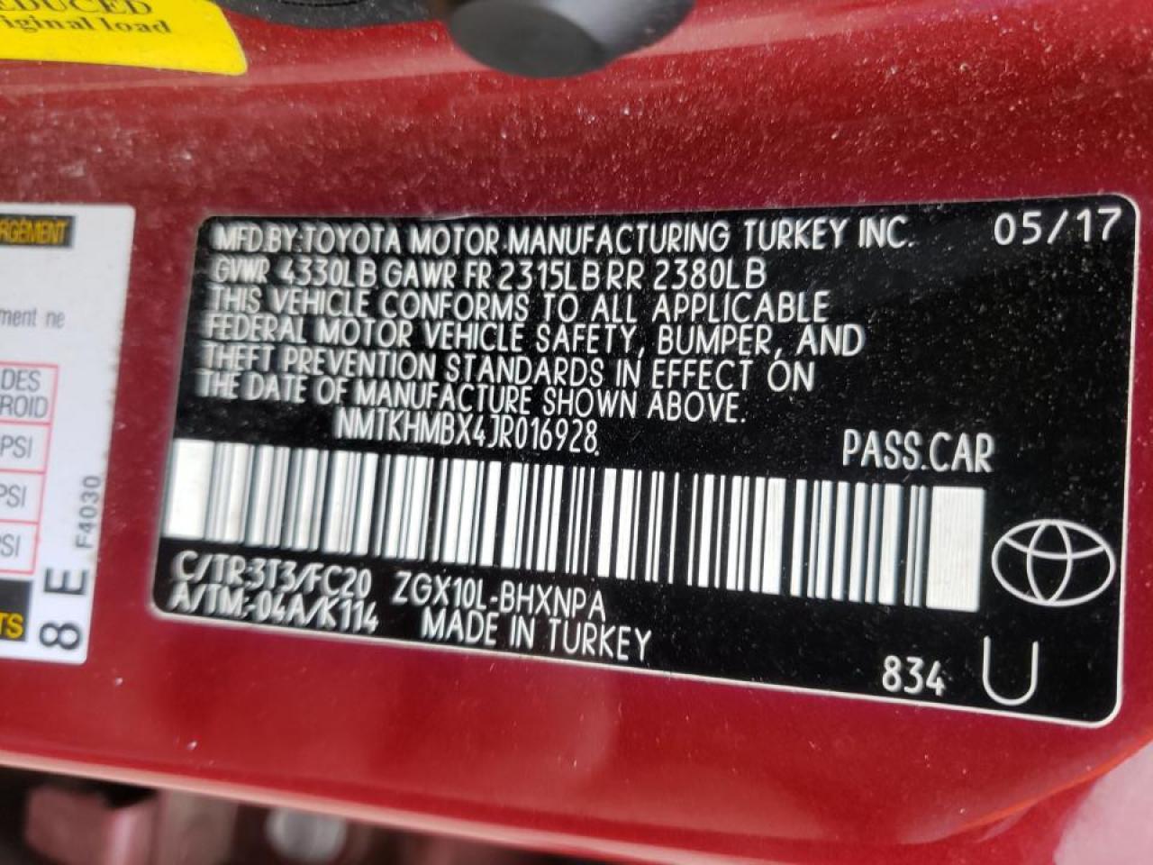 Photo 10 from auction – 2018 TOYOTA CHR with VIN NMTKHMBX4JR016928