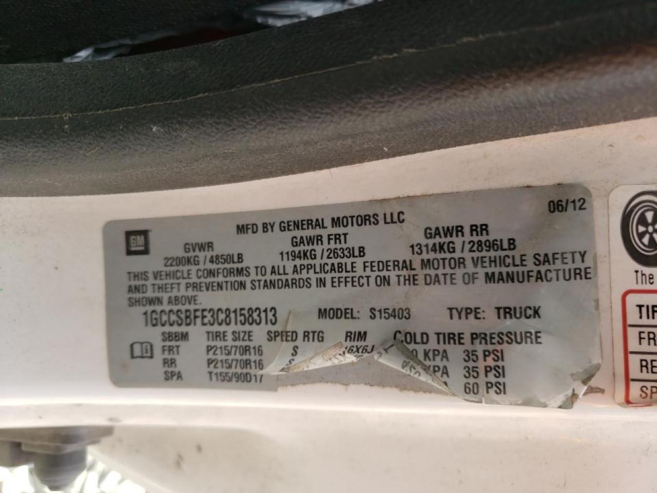 Photo 10 from auction – 2012 CHEVROLET SILVERADO with VIN 1GCCSBFE3C8158313