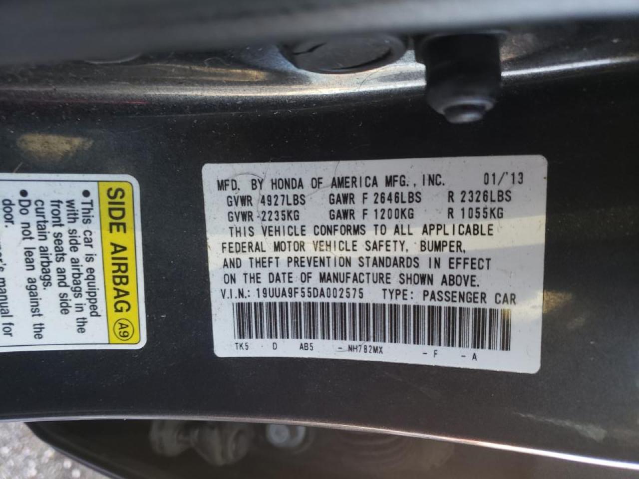Photo 10 from auction – 2013 ACURA TL TECH with VIN 19UUA9F55DA002575