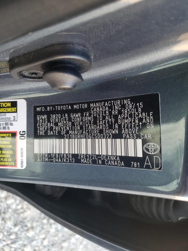Photo 10 from auction – 2016 TOYOTA COROLLA L with VIN 2T1BURHE0GC500323