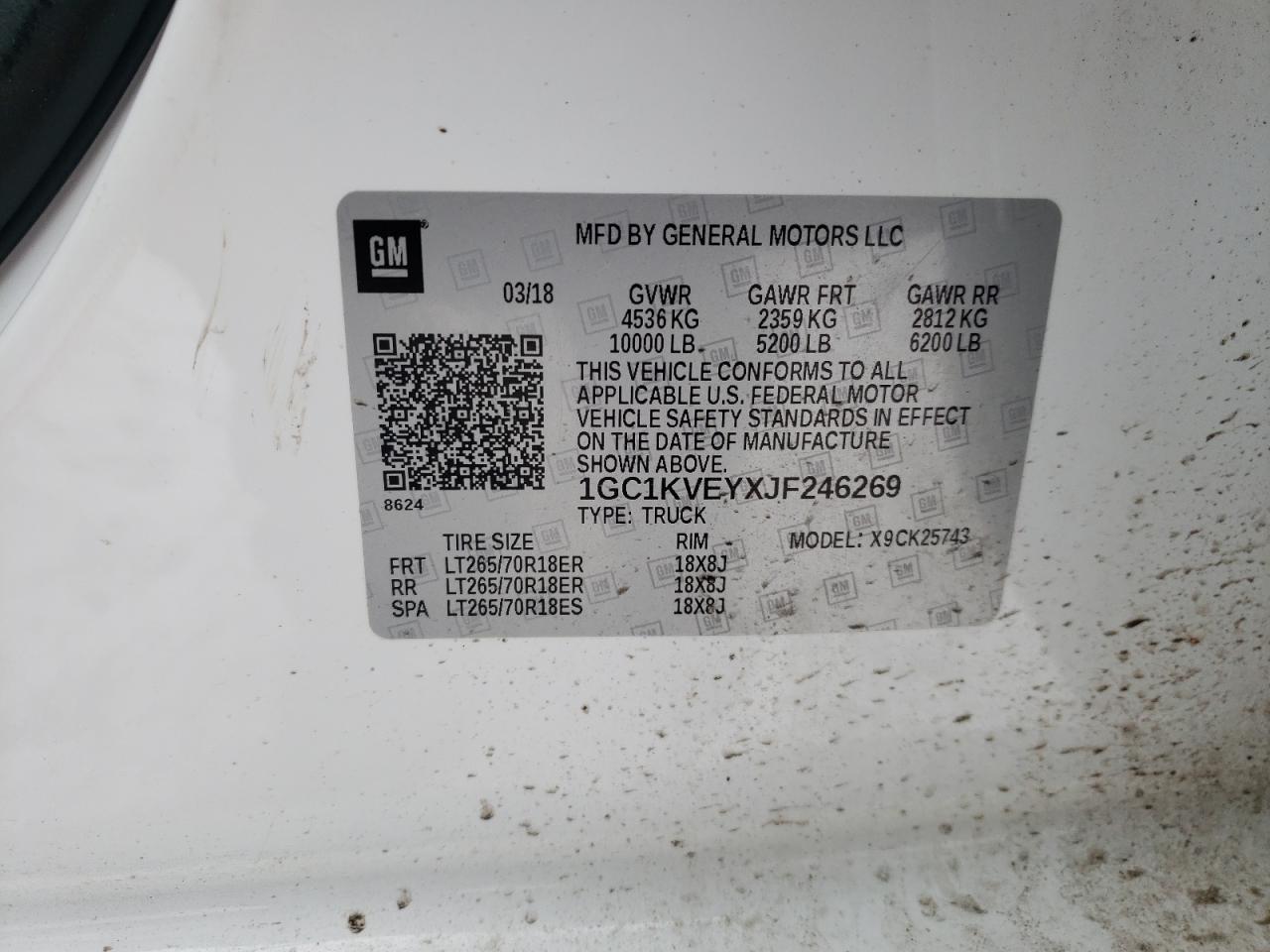 Photo 10 from auction – 2018 CHEVROLET SILVERADO with VIN 1GC1KVEYXJF246269