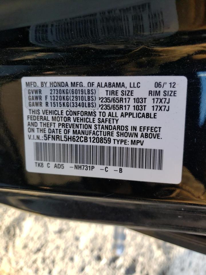 Photo 10 from auction – 2012 HONDA ODYSSEY EX with VIN 5FNRL5H62CB120859