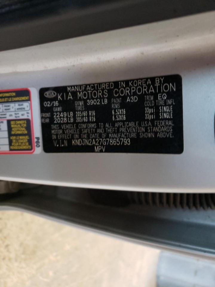 Photo 10 from auction – 2016 KIA SOUL with VIN KNDJN2A27G7865793