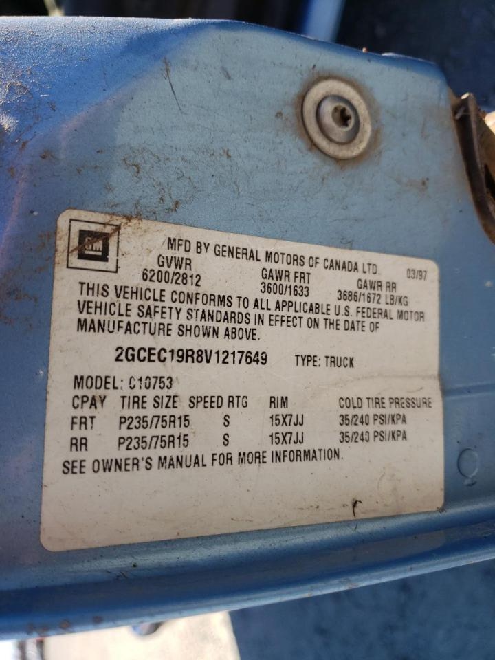 Photo 10 from auction – 1997 CHEVROLET 1500 with VIN 2GCEC19R8V1217649
