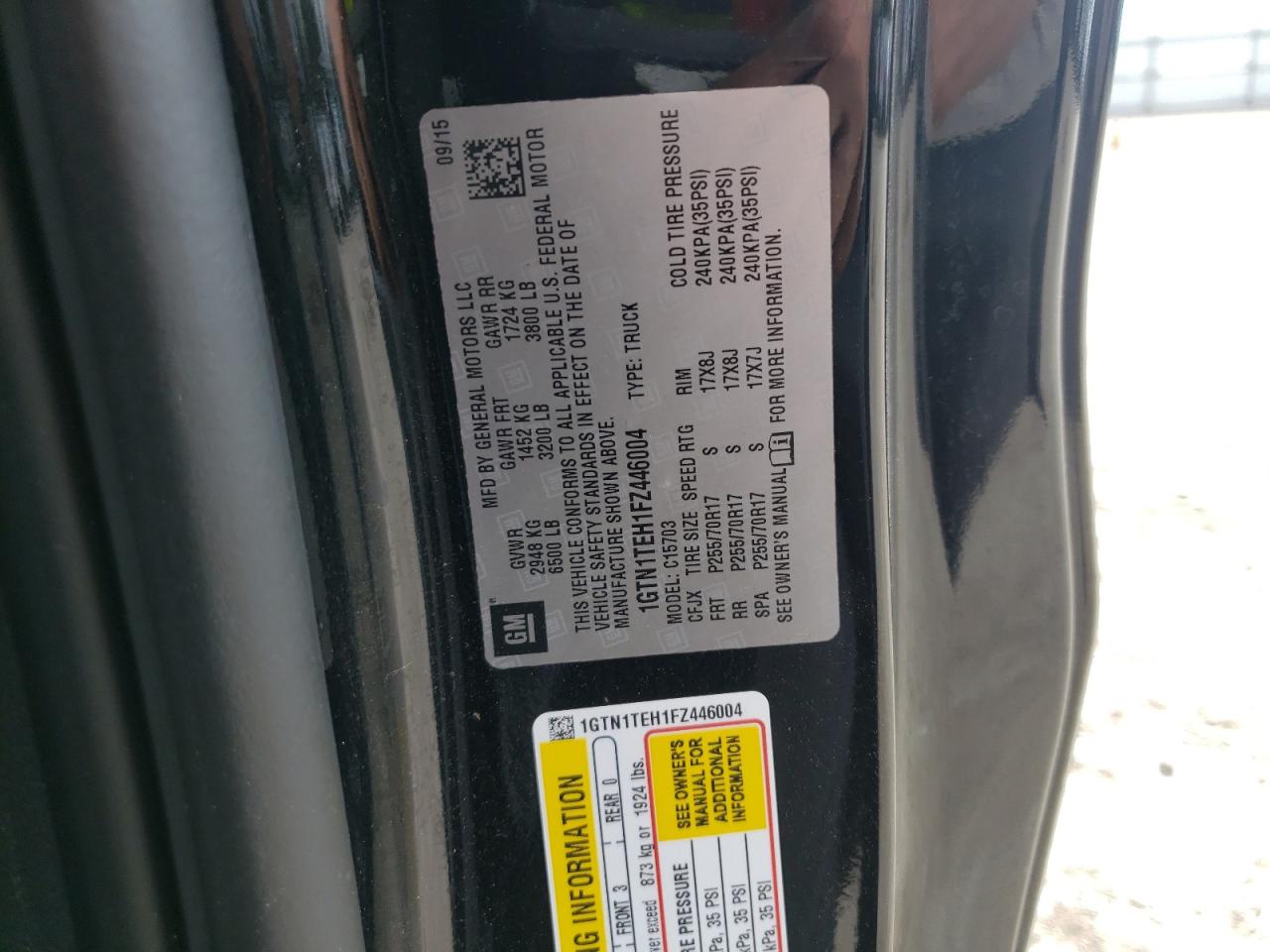 Photo 10 from auction – 2015 GMC SIERRA C15 with VIN 1GTN1TEH1FZ446004