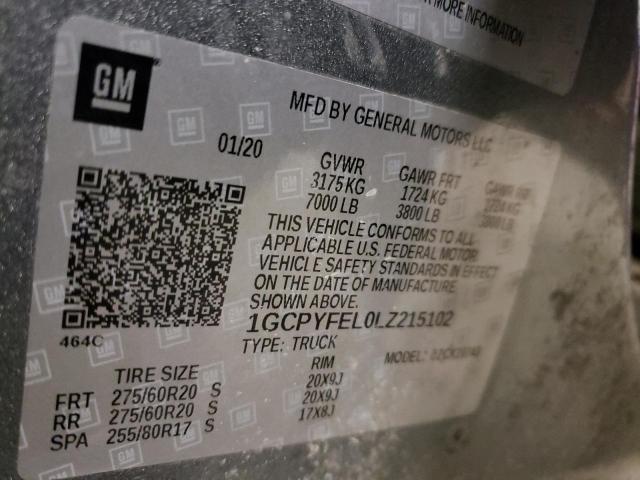 Photo 10 from auction – 2020 CHEVROLET SILVERADO with VIN 1GCPYFEL0LZ215102