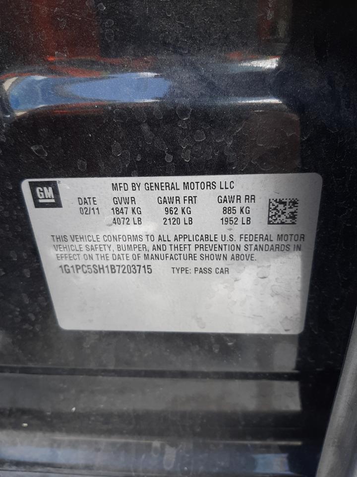 Photo 10 from auction – 2011 CHEVROLET CRUZE LS with VIN 1G1PC5SH1B7203715