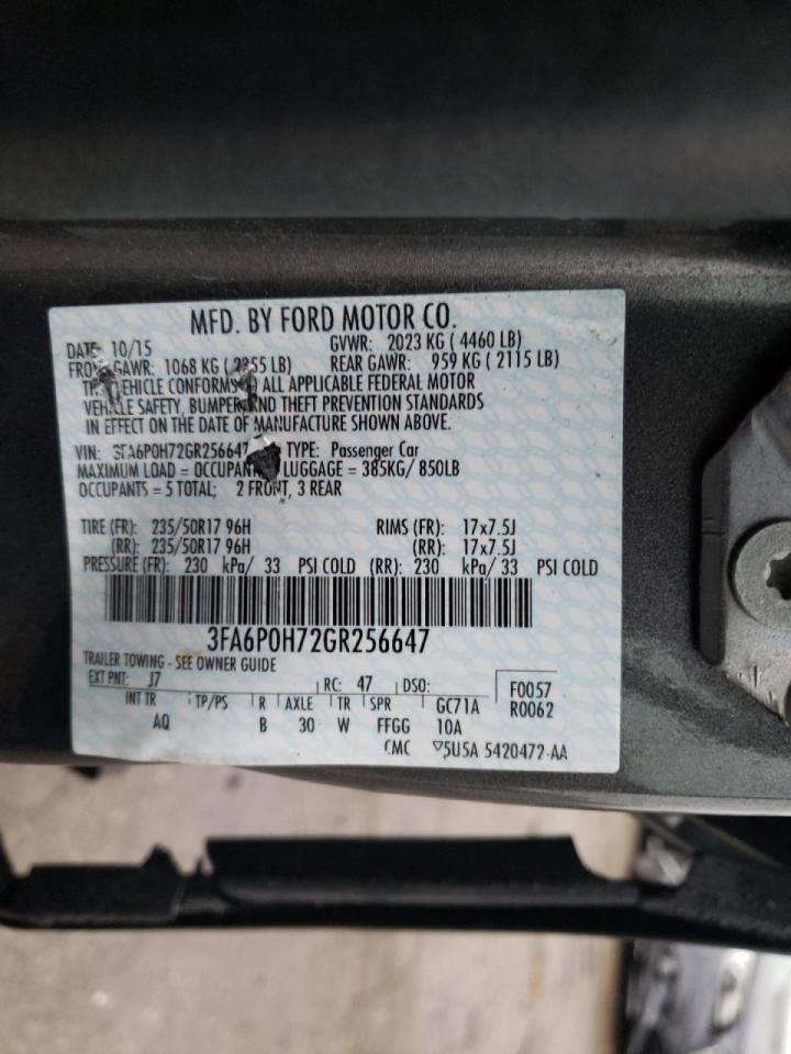 Photo 10 from auction – 2016 FORD FUSION SE with VIN 3FA6P0H72GR256647