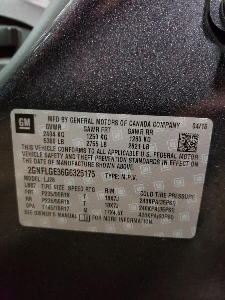 Foto 10 de la subasta – 2016 CHEVROLET EQUINOX LT con VIN 2GNFLGE36G6325175