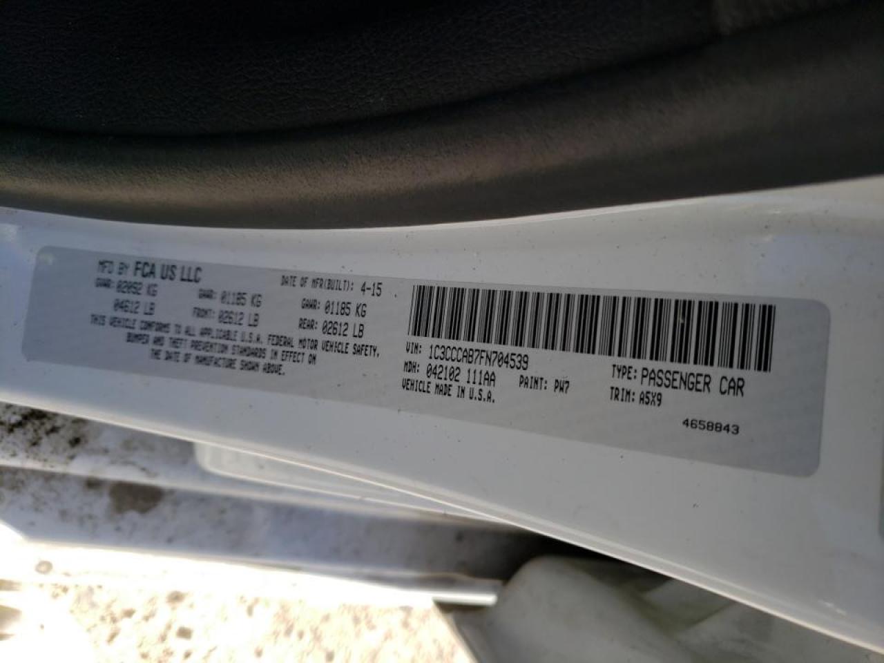 Photo 10 from auction – 2015 CHRYSLER 200 LIMITE with VIN 1C3CCCAB7FN704539