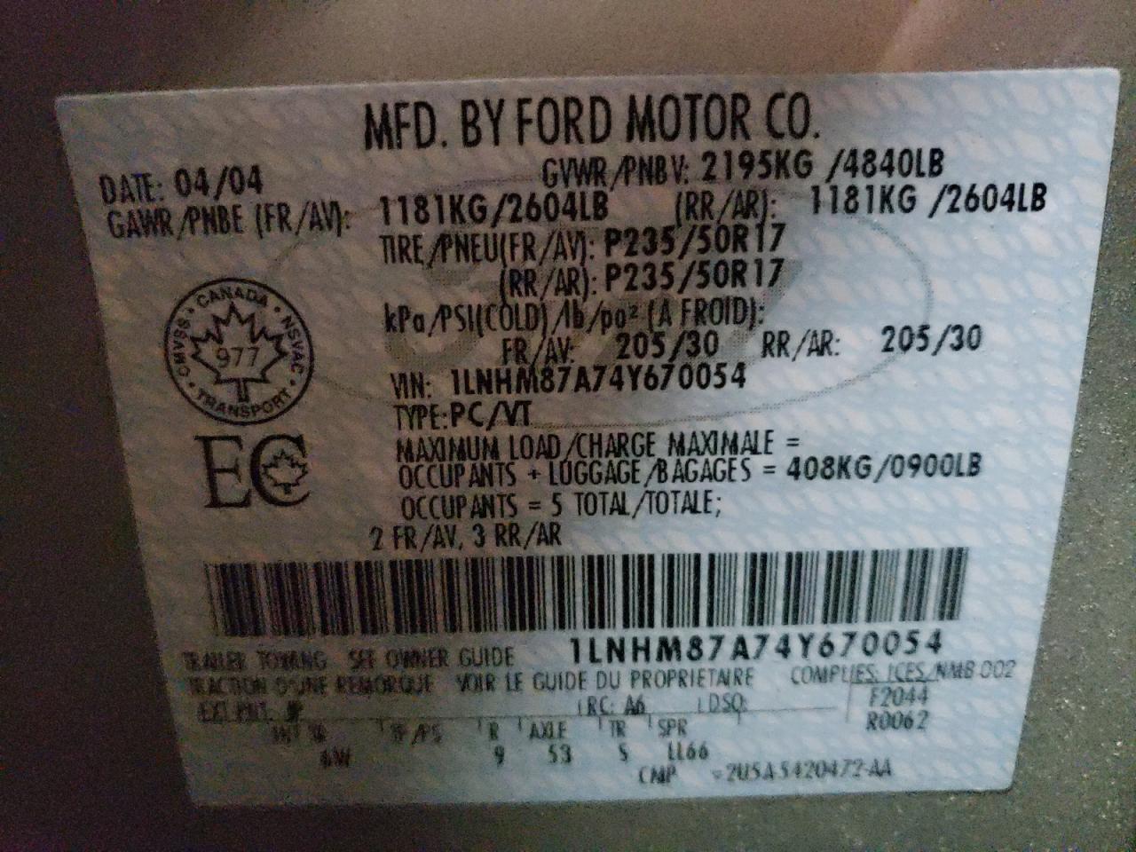 Photo 10 from auction – 2004 LINCOLN LS with VIN 1LNHM87A74Y670054