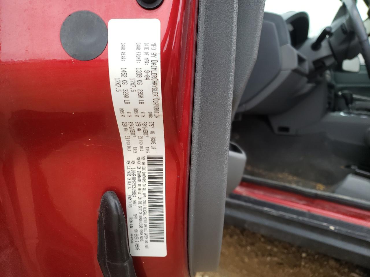 Photo 10 from auction – 2005 JEEP GRAND CHER with VIN 1J4HR48N25C535864