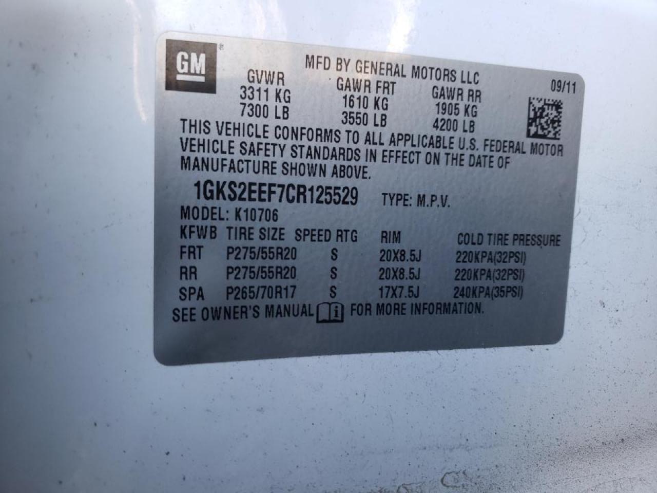 Photo 10 from auction – 2012 GMC YUKON DENA with VIN 1GKS2EEF7CR125529