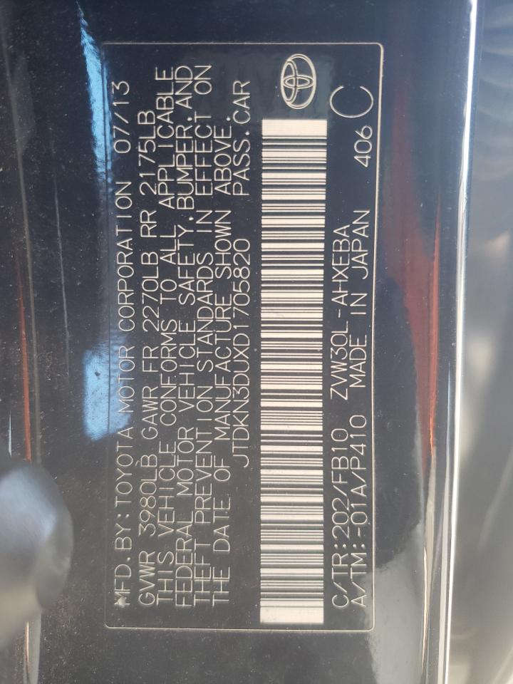 Photo 10 from auction – 2013 TOYOTA PRIUS with VIN JTDKN3DUXD1705820