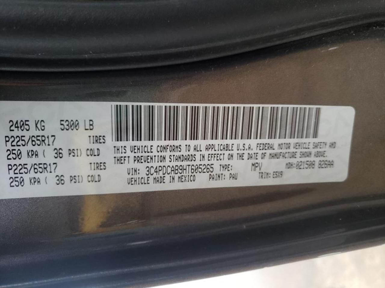 Photo 10 from auction – 2017 DODGE JOURNEY SE with VIN 3C4PDCAB9HT605265