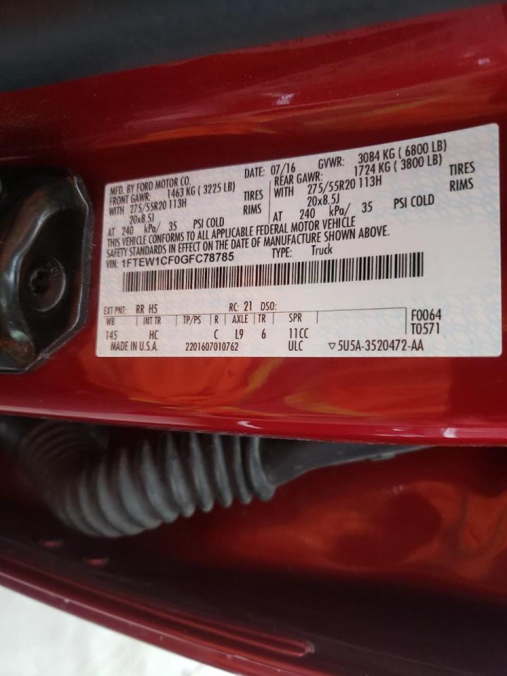 Photo 10 from auction – 2016 FORD F150 SUPER with VIN 1FTEW1CF0GFC78785