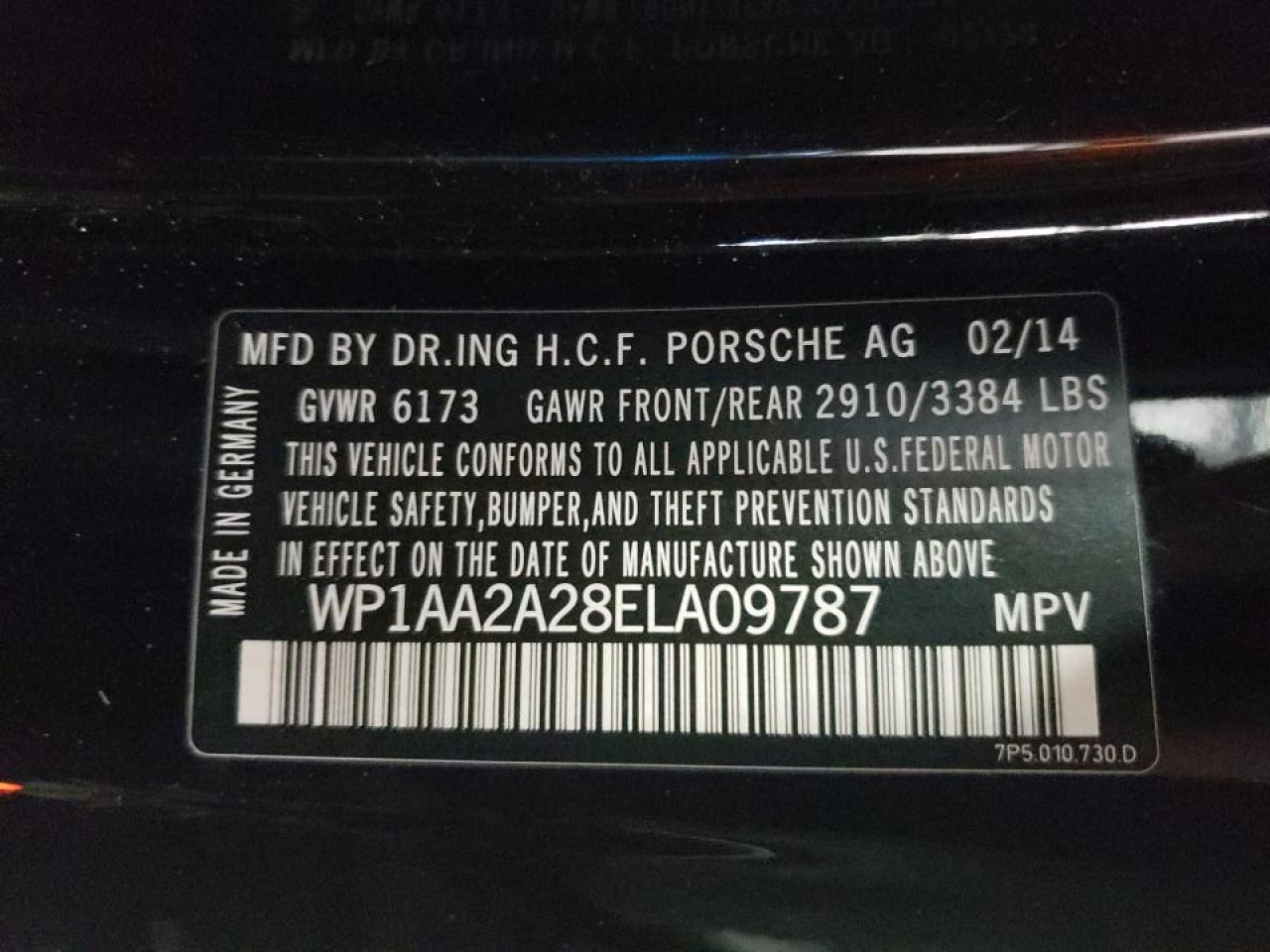 Photo 10 from auction – 2014 PORSCHE CAYENNE with VIN WP1AA2A28ELA09787