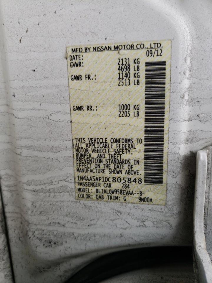Photo 10 from auction – 2013 NISSAN MAXIMA S with VIN 1N4AA5AP1DC805848
