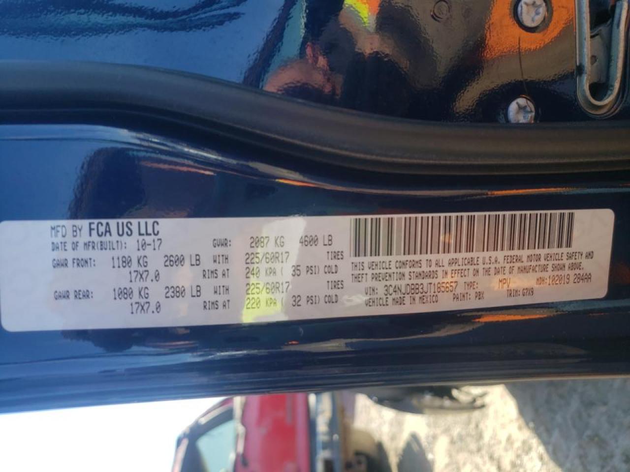 Photo 10 from auction – 2018 JEEP COMPASS LA with VIN 3C4NJDBB3JT185657