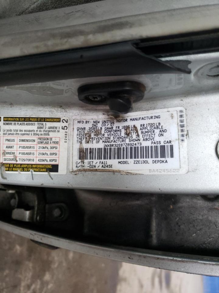 Photo 10 from auction – 2007 TOYOTA COROLLA CE with VIN 1NXBR32E87Z892473