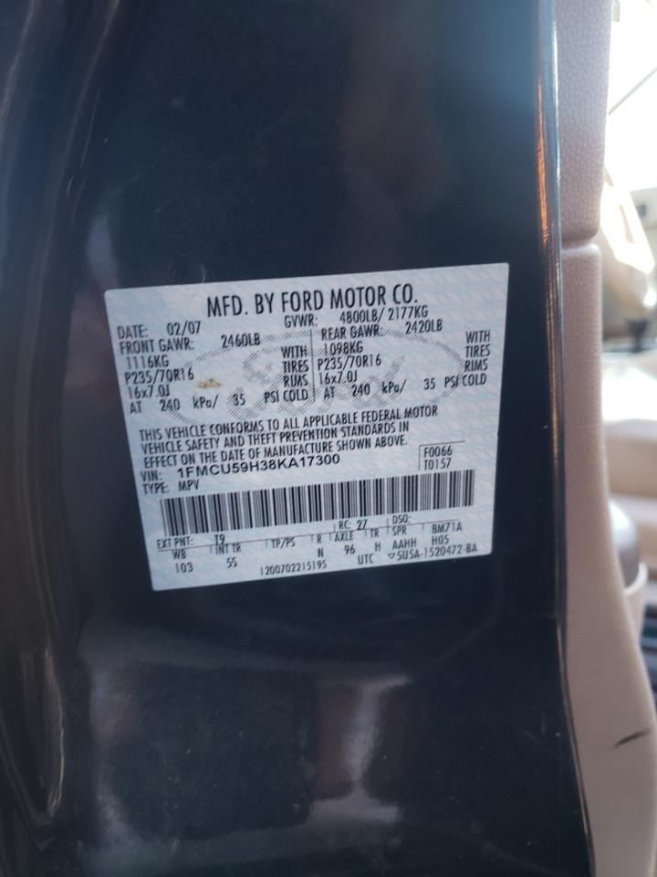 Photo 10 from auction – 2008 FORD ESCAPE HEV with VIN 1FMCU59H38KA17300