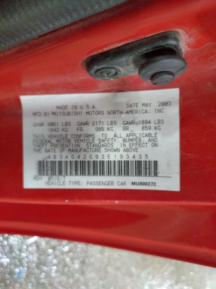 Photo 10 from auction – 2003 DODGE STRATUS SE with VIN 4B3AG42G93E193435
